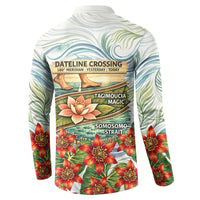 Fiji Taveuni Island Dateline Crossing Button Sweatshirt Tropical Cultural Landscape With Tagimoucia Floral Pattern TS04 - Polynesian Pride