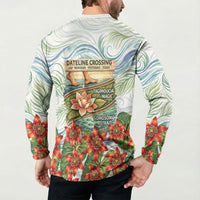 Fiji Taveuni Island Dateline Crossing Button Sweatshirt Tropical Cultural Landscape With Tagimoucia Floral Pattern TS04 - Polynesian Pride