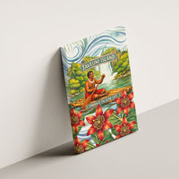 Fiji Taveuni Island Dateline Crossing Canvas Wall Art Tropical Cultural Landscape With Tagimoucia Floral Pattern TS04 - Polynesian Pride