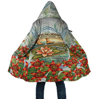 Fiji Taveuni Island Dateline Crossing Cloak Tropical Cultural Landscape With Tagimoucia Floral Pattern TS04 Unisex White Green - Polynesian Pride