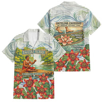 Fiji Taveuni Island Dateline Crossing Family Matching Mermaid Dress and Hawaiian Shirt Tropical Cultural Landscape With Tagimoucia Floral Pattern TS04 Dad's Shirt - Short Sleeve White Green - Polynesian Pride