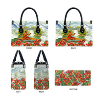 Fiji Taveuni Island Dateline Crossing Leather Bag Tropical Cultural Landscape With Tagimoucia Floral Pattern TS04 - Polynesian Pride
