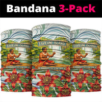 Fiji Taveuni Island Dateline Crossing Neck Gaiter Tropical Cultural Landscape With Tagimoucia Floral Pattern TS04 package One Size: 25*50cm White Green - Polynesian Pride