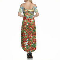 Fiji Taveuni Island Dateline Crossing Summer Maxi Dress Tropical Cultural Landscape With Tagimoucia Floral Pattern TS04 - Polynesian Pride