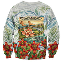Fiji Taveuni Island Dateline Crossing Sweatshirt Tropical Cultural Landscape With Tagimoucia Floral Pattern TS04 - Polynesian Pride