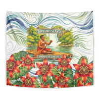 Fiji Taveuni Island Dateline Crossing Tapestry Tropical Cultural Landscape With Tagimoucia Floral Pattern TS04 - Polynesian Pride