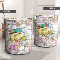 Hawaii Cruising Back To School Laundry Basket Grid Pattern With School Bag And Vintage Surf Van TS04 - Polynesian Pride