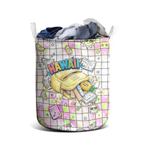 Hawaii Cruising Back To School Laundry Basket Grid Pattern With School Bag And Vintage Surf Van TS04 - Polynesian Pride