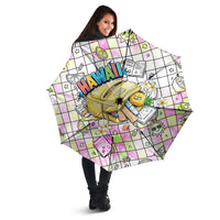 Hawaii Cruising Back To School Umbrella Grid Pattern With School Bag And Vintage Surf Van TS04 - Polynesian Pride