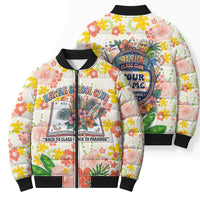 Personalized Hawaii School Club Back To Class Bomber Puffer Jacket Retro Tropical Hibiscus Pattern With Open Notebook TS04 - Polynesian Pride