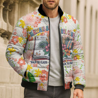 Personalized Hawaii School Club Back To Class Bomber Puffer Jacket Retro Tropical Hibiscus Pattern With Open Notebook TS04 - Polynesian Pride