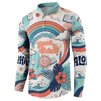 Personalized Hawaii Back To School Button Sweatshirt Retro Rainbow Sun with Tropical Hibiscus Flowers TS04 - Polynesian Pride