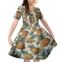 Pineapple Skull Family Matching Mermaid Dress and Hawaiian Shirt Summer Paradise TS04 Daughter's Dress Multicolor - Polynesian Pride