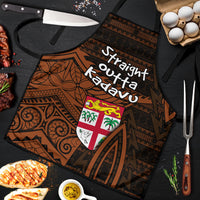 Straight Outta Kadavu Fiji Apron Tribal Polynesian Tattoo Coat Of Arms Flag TS04 Brown Black - Polynesian Pride