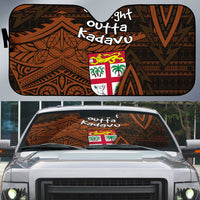 Straight Outta Kadavu Fiji Auto Sun Shade Tribal Polynesian Tattoo Coat Of Arms Flag TS04 Brown Black - Polynesian Pride