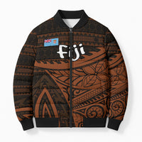 Straight Outta Kadavu Fiji Bomber Puffer Jacket Tribal Polynesian Tattoo Coat Of Arms Flag TS04 Unisex Brown Black - Polynesian Pride