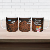 Straight Outta Kadavu Fiji Ceramic Mug Tribal Polynesian Tattoo Coat Of Arms Flag TS04 - Polynesian Pride