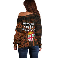 Straight Outta Kadavu Fiji Off Shoulder Sweater Tribal Polynesian Tattoo Coat Of Arms Flag TS04 - Polynesian Pride