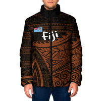 Straight Outta Kadavu Fiji Padded Jacket Tribal Polynesian Tattoo Coat Of Arms Flag TS04 Men Brown Black - Polynesian Pride