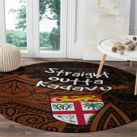 Straight Outta Kadavu Fiji Round Carpet Tribal Polynesian Tattoo Coat Of Arms Flag TS04 - Polynesian Pride