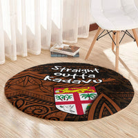 Straight Outta Kadavu Fiji Round Carpet Tribal Polynesian Tattoo Coat Of Arms Flag TS04 - Polynesian Pride