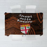 Straight Outta Kadavu Fiji Tablecloth Tribal Polynesian Tattoo Coat Of Arms Flag TS04 Brown Black - Polynesian Pride