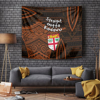 Straight Outta Kadavu Fiji Tapestry Tribal Polynesian Tattoo Coat Of Arms Flag TS04 Brown Black - Polynesian Pride