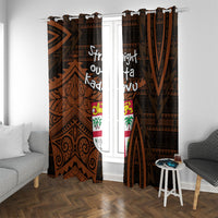 Straight Outta Kadavu Fiji Window Curtain Tribal Polynesian Tattoo Coat Of Arms Flag TS04 With Grommets Brown Black - Polynesian Pride