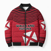 Wallis And Futuna Bomber Puffer Jacket Polynesian Tattoo Flag Map TS04 Unisex Red Black - Polynesian Pride