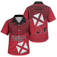 Wallis And Futuna Family Matching Off Shoulder Short Dress and Hawaiian Shirt Polynesian Tattoo Flag Map TS04 Son's Shirt Red Black - Polynesian Pride
