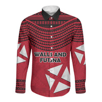 Wallis And Futuna Long Sleeve Button Shirt Polynesian Tattoo Flag Map TS04 Unisex Red Black - Polynesian Pride