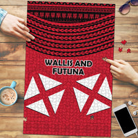 Wallis And Futuna Puzzle Polynesian Tattoo Flag Map TS04 Red Black - Polynesian Pride
