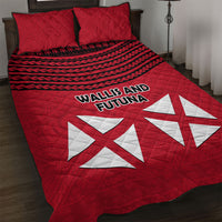 Wallis And Futuna Quilt Bed Set Polynesian Tattoo Flag Map TS04 Red Black - Polynesian Pride