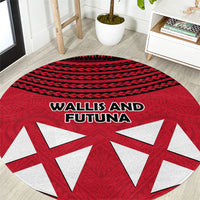Wallis And Futuna Round Carpet Polynesian Tattoo Flag Map TS04 Red Black - Polynesian Pride