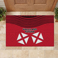 Wallis And Futuna Rubber Doormat Polynesian Tattoo Flag Map TS04 Red Black - Polynesian Pride