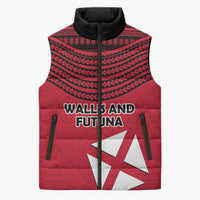 Wallis And Futuna Sleeveless Puffer Jacket Polynesian Tattoo Flag Map TS04 Unisex Red Black - Polynesian Pride