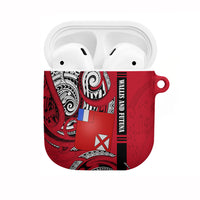 Wallis And Futuna AirPods Case Tribal Polynesian Tattoo Flag Motif TS04 Red Black - Polynesian Pride