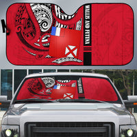 Wallis And Futuna Auto Sun Shade Tribal Polynesian Tattoo Flag Motif TS04 Red Black - Polynesian Pride