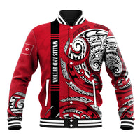 Wallis And Futuna Baseball Jacket Tribal Polynesian Tattoo Flag Motif TS04 Unisex Red Black - Polynesian Pride