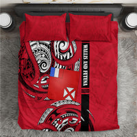 Wallis And Futuna Bedding Set Tribal Polynesian Tattoo Flag Motif TS04 Red Black - Polynesian Pride