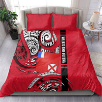 Wallis And Futuna Bedding Set Tribal Polynesian Tattoo Flag Motif TS04 - Polynesian Pride
