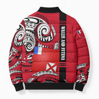 Wallis And Futuna Bomber Puffer Jacket Tribal Polynesian Tattoo Flag Motif TS04 - Polynesian Pride