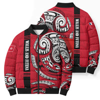 Wallis And Futuna Bomber Puffer Jacket Tribal Polynesian Tattoo Flag Motif TS04 - Polynesian Pride