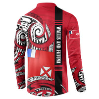 Wallis And Futuna Button Sweatshirt Tribal Polynesian Tattoo Flag Motif TS04 - Polynesian Pride