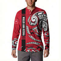 Wallis And Futuna Button Sweatshirt Tribal Polynesian Tattoo Flag Motif TS04 - Polynesian Pride