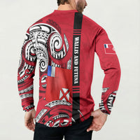 Wallis And Futuna Button Sweatshirt Tribal Polynesian Tattoo Flag Motif TS04 - Polynesian Pride