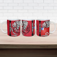 Wallis And Futuna Ceramic Mug Tribal Polynesian Tattoo Flag Motif TS04 - Polynesian Pride