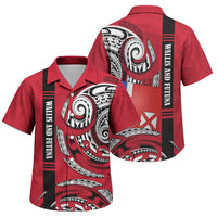 Wallis And Futuna Family Matching Puletasi and Hawaiian Shirt Tribal Polynesian Tattoo Flag Motif TS04 Son's Shirt Red Black - Polynesian Pride
