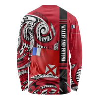 Wallis And Futuna Long Sleeve Shirt Tribal Polynesian Tattoo Flag Motif TS04 - Polynesian Pride