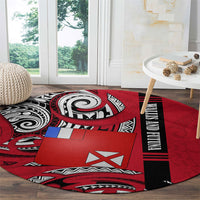 Wallis And Futuna Round Carpet Tribal Polynesian Tattoo Flag Motif TS04 - Polynesian Pride